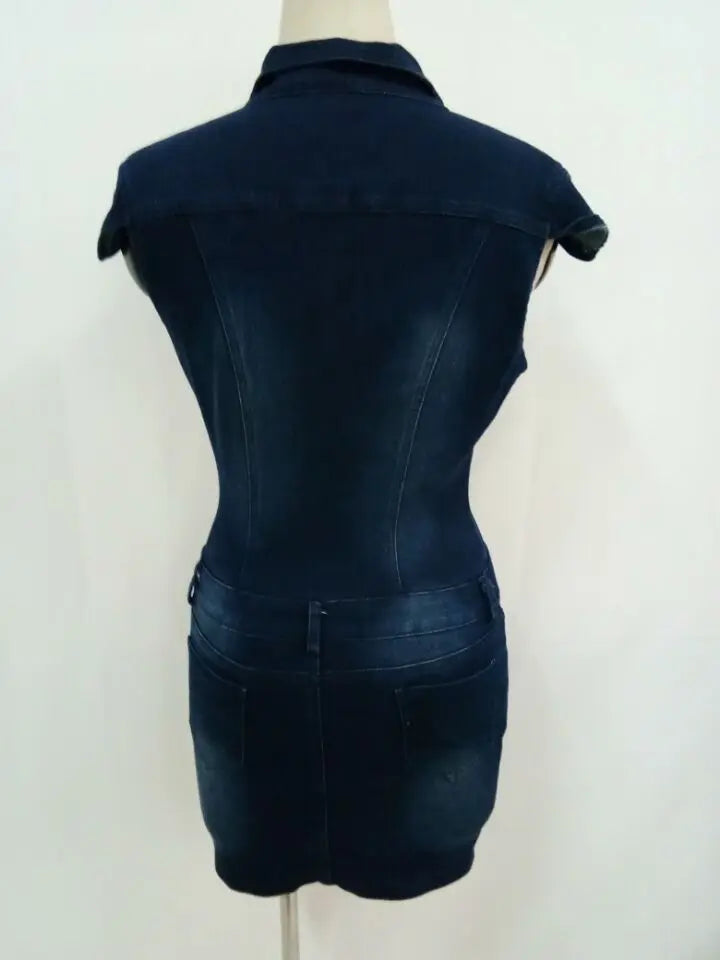 Slim fit denim dress buttocks wrapped mini dresses