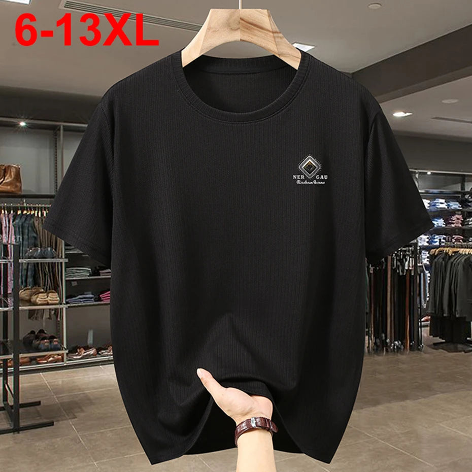 Men 11XL 12XL T Shirt Summer Casual Loose Big Size T-shirt Plus Size 9XL 10XL Tee Tops Black Short Sleeve Tshirt