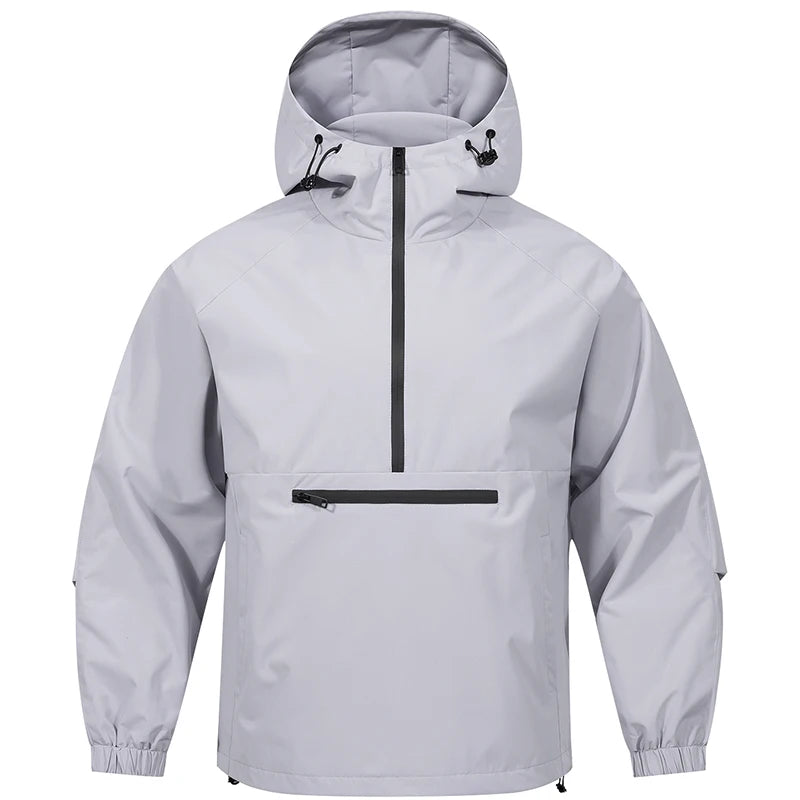 Men's hooded jacket - Spring and Autumn hoodie - American street trend pullover. Sports Outdoor Half Collar Windbreaker&