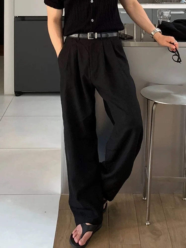 Linen Thin Casual Pants Men Summer New Sle Japanese Lazy Loose Drape Simple Pure Color Straight Leg Pants Breathable
