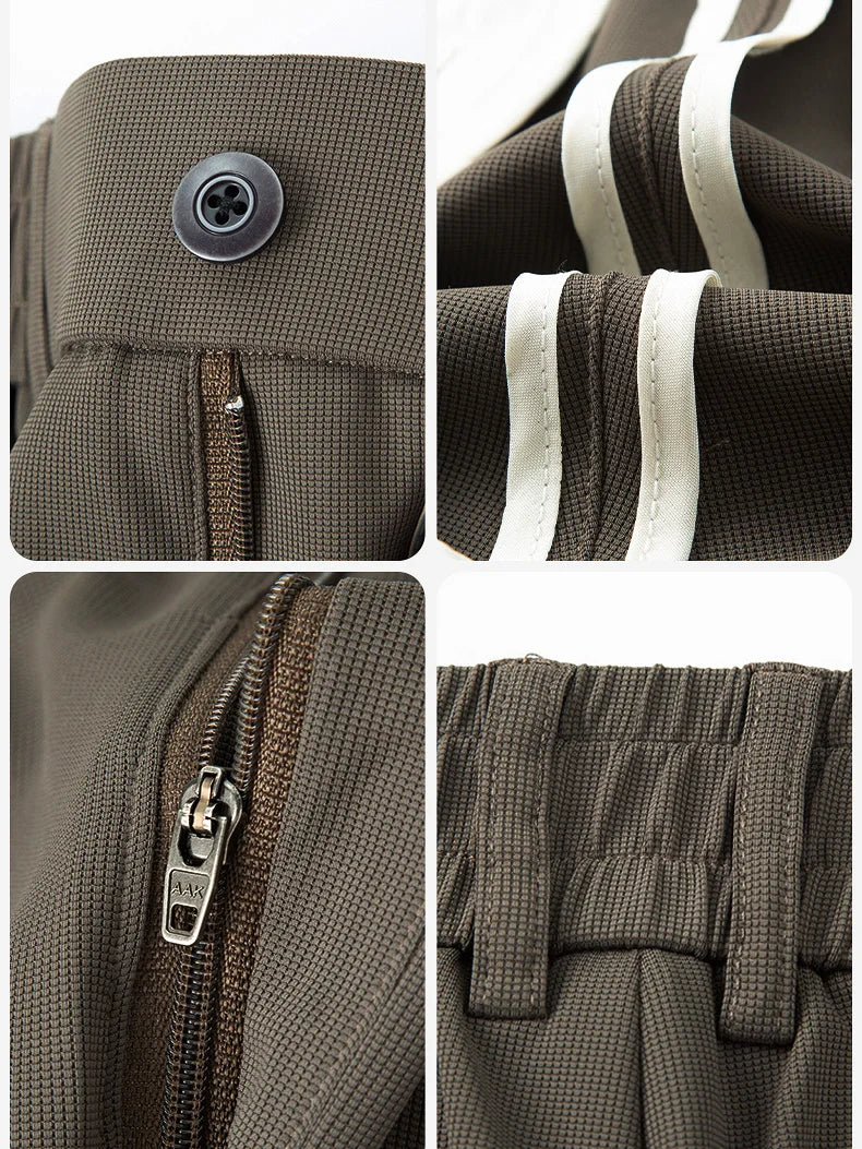 Spring Summer Casual Pant Men Elastic Waist Loose Casual Wide Leg Ankle-length Suit Pant Man Vintage Baggy Pants Trousers