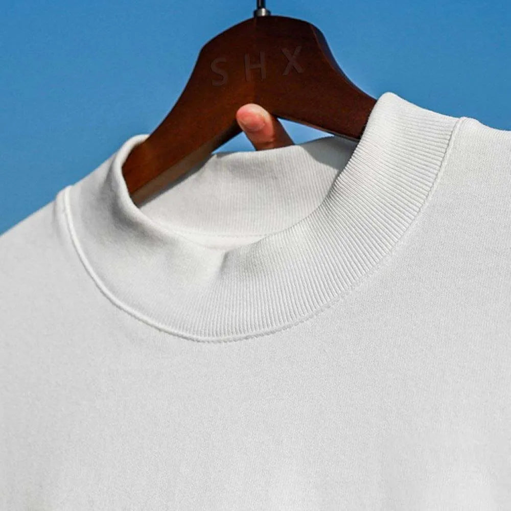 T-shirts Men 350gsm Cotton Solid Color Male Short-sleeved T-shirt Spring Summer Loose Bottoming Shirt Casual T Shirts