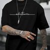 Summer men's 100% pure   sports and casual loose fit plus size letter printed comfortable round neck short sleeved T-shirt