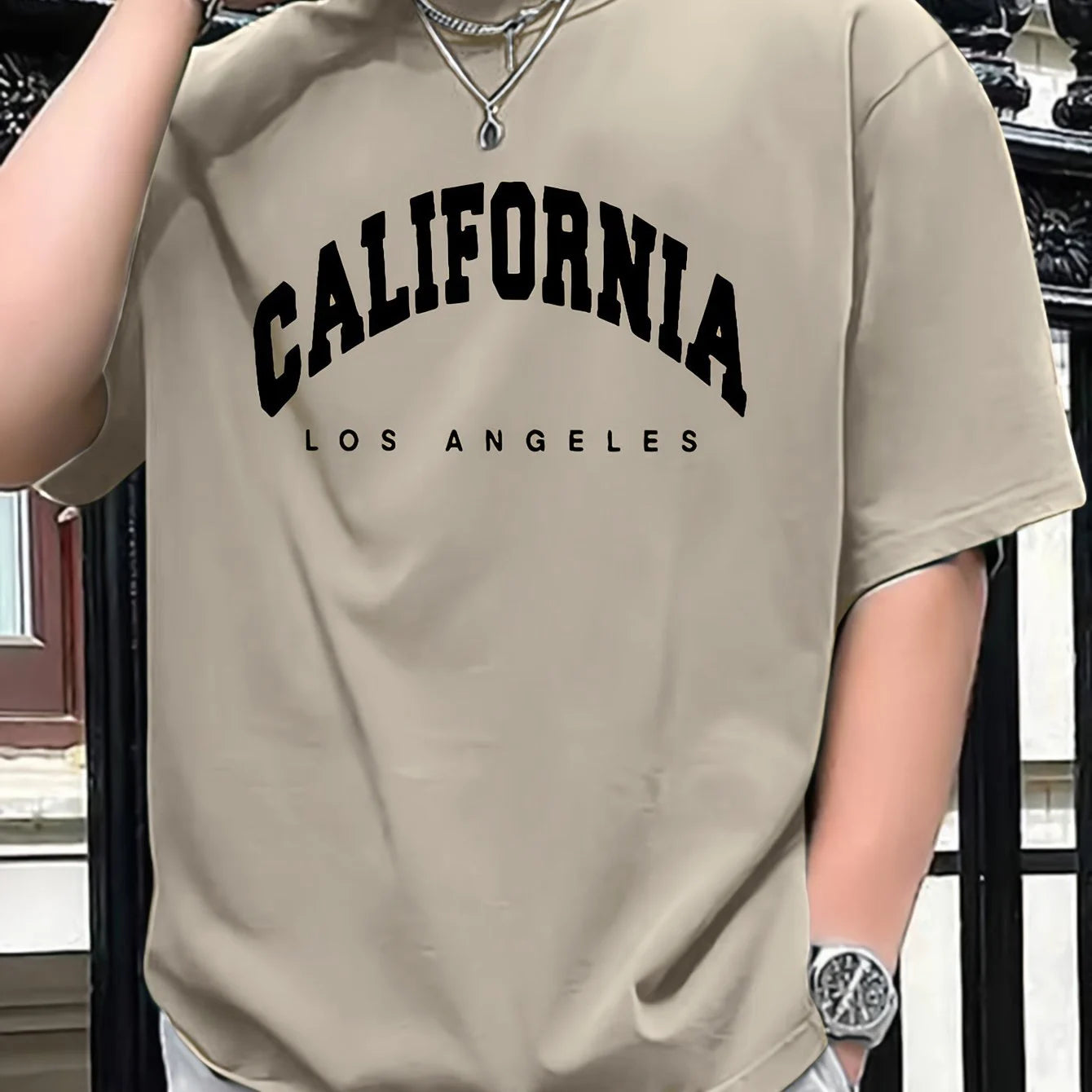 Pop Summer Men's Style Pure Cotton Casual Loose Fit Plus CALIFORNIA Printed Sports Comfortable Round Neck Short Sleeved T-shirt