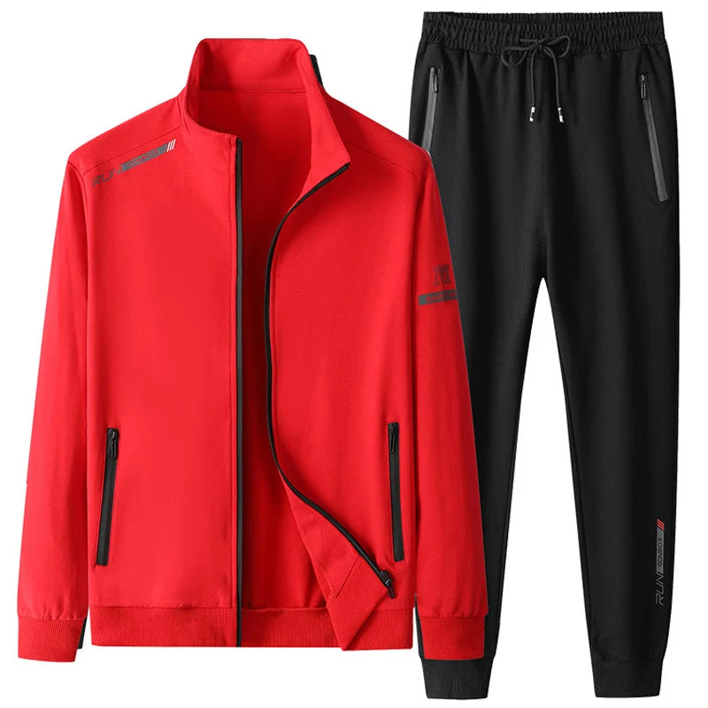 Men Sportswear Sets Spring Autumn New Hooded Suit Mens Sports Tracksuit Solid color Men's 2 Piece Set Sweatshirt+Sweatpants 201