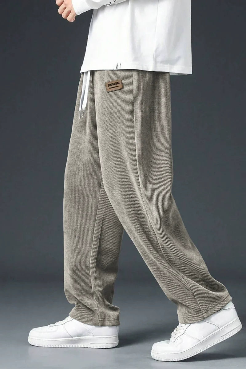 new style Men's corduroy loose European size hanging multi-functional casual straight leg pants, suitable for daily travel