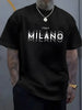 Summer men's comfortable round neck short-sleeved casual T-shirt Italian Milan print pattern