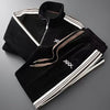 Autumn Winter warm sports Men Sets suit for men zipper stand-up collar cardigan jacket straight leg sweatpants two-piece set