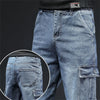 Spring Summer Black Blue Cargo Jeans Men Streetwear Denim Jogger Pants Men Baggy Harem Jean Trousers Harem Jean Trousers