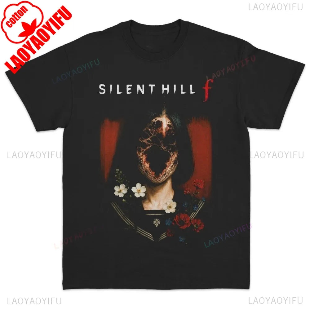 Silent Hill F Horror Game Graphic Printed Tee Gaming Lover Unisex Shirt Psychological Horror Game Tshirt Men Women Cotton Tops