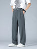 Summer Men's Pants Big Size Light Cool Polyester Straight Suit Pants Loose Fit Banding Slacks Men Business Casual Trousers 8XL