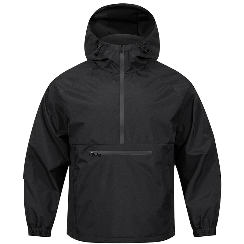 Men's hooded jacket - Spring and Autumn hoodie - American street trend pullover. Sports Outdoor Half Collar Windbreaker&