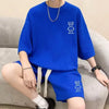 TZ015 New Summer Waffle Round Neck Short Sleeved M L XXXL 4LX 5XL T-shirt for Men's Short Sleeved Top T-shirt+Shorts suit