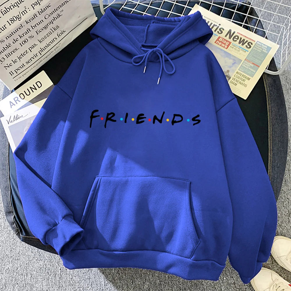 Spring Autumn Men Letter Printing Hoodie Fashion Friends Clothing Casual Hooded Tops Oversized Streetwear Male Solid Color
