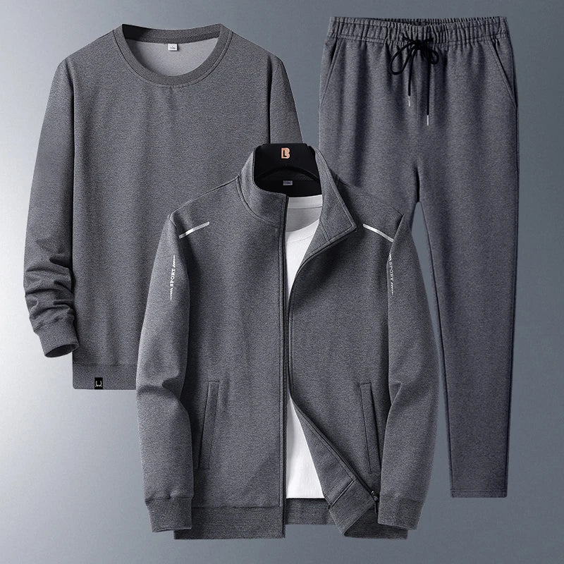 3Pcs Male Casual Loose Sets Jacket Long sleeved Tops Trousers Fashion New Autumn Winter Sweatshirt Set Outdoor Fitness Clothing