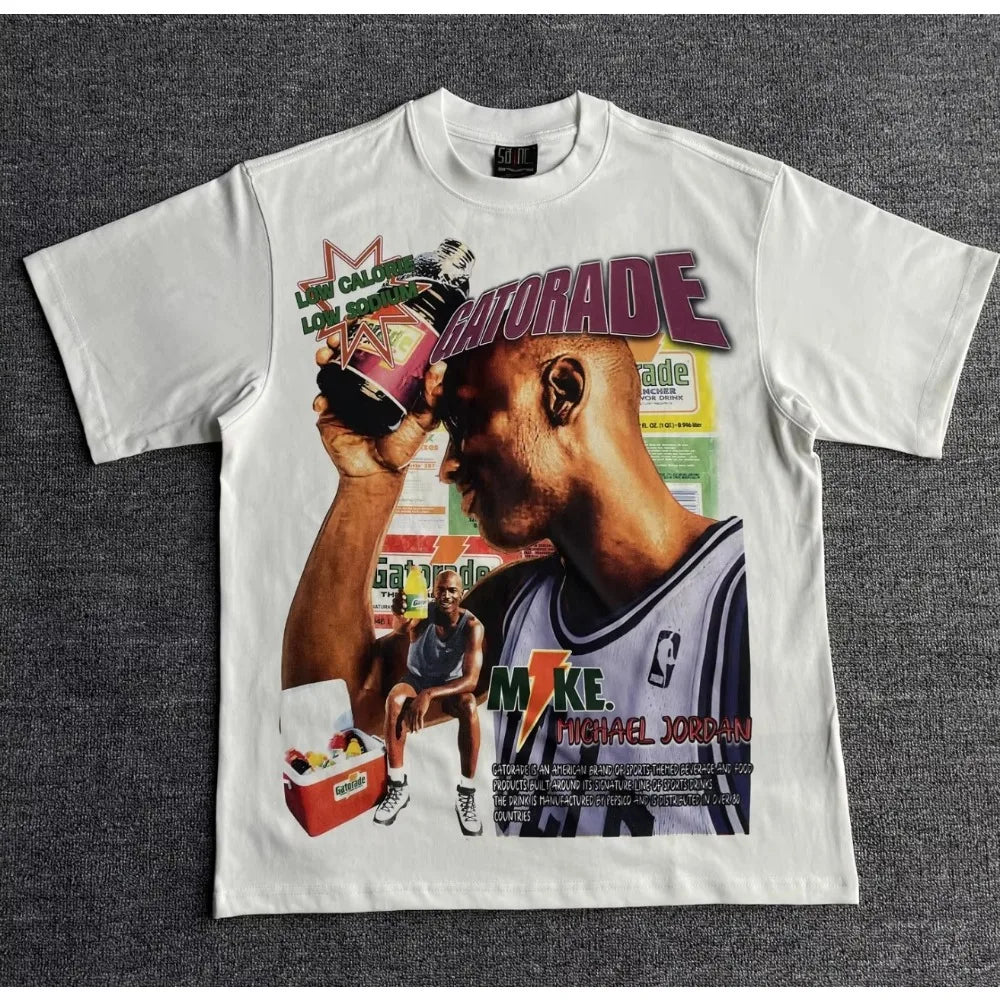 Men's Y2K T-Shirt Basketball Graphic Street Hip Hop Goth Summer Y2K Print Harajuku Short Sleeve Cotton Top Oversized T-Shirt Top