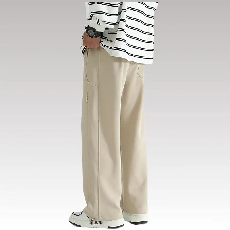 Loose Fit Joggers for Men Straight Wide Leg Pants Casual Drawstring Trousers Men Soft Comfortable Spring Fall Pants