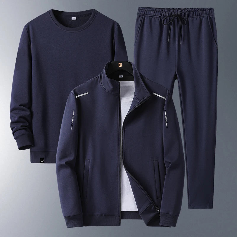 3Pcs Male Casual Loose Sets Jacket Long sleeved Tops Trousers Fashion New Autumn Winter Sweatshirt Set Outdoor Fitness Clothing