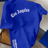 Los Angeles letter print men's summer 100% cotton fashion loose large size casual comfortable round neck short-sleeved top