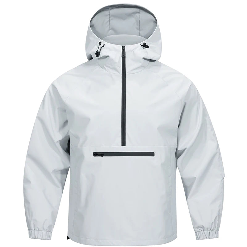 Men's hooded jacket - Spring and Autumn hoodie - American street trend pullover. Sports Outdoor Half Collar Windbreaker&