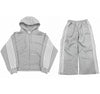 HCW Striped Zipper Hoodie Sweatpants Two Piece Set Y2K Sportswear Mens Letter Stripe Embroidery Oversized Sweatshirt Pants Set