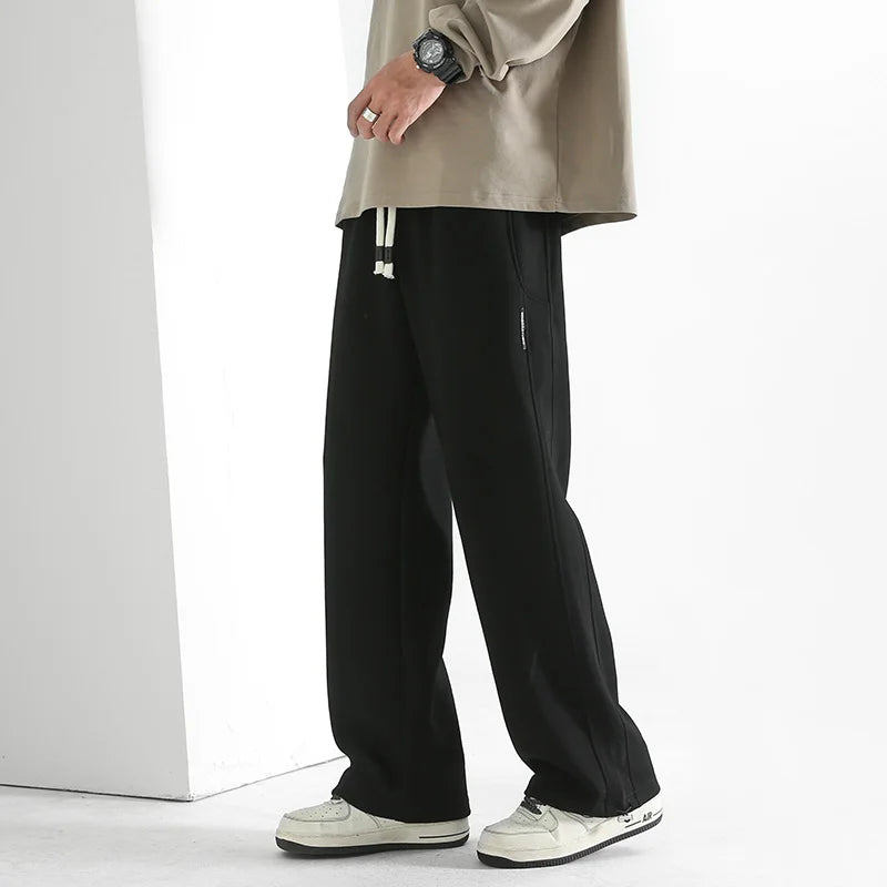Loose Fit Joggers for Men Straight Wide Leg Pants Casual Drawstring Trousers Men Soft Comfortable Spring Fall Pants
