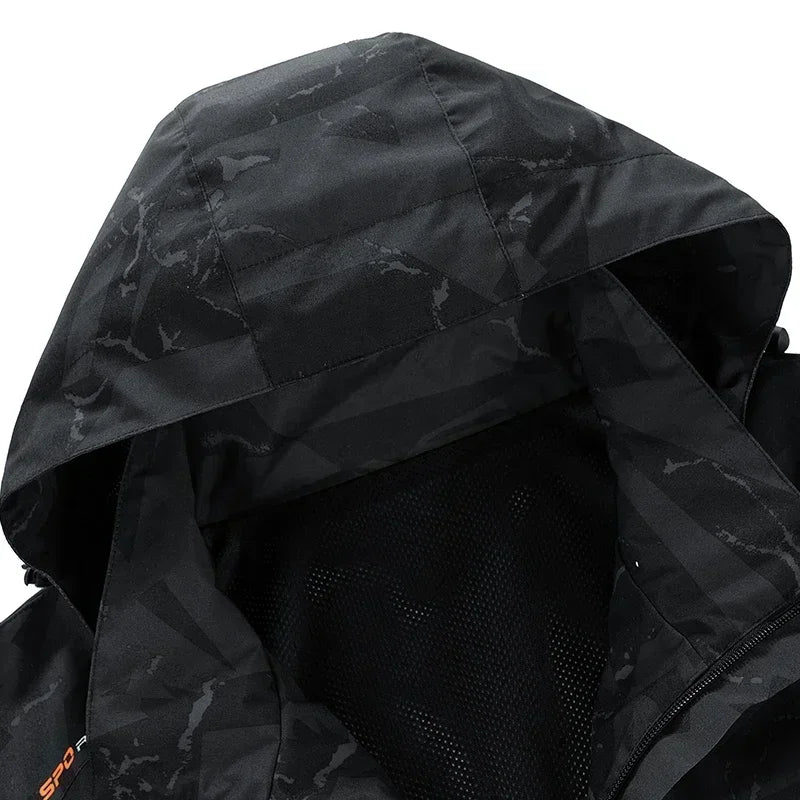 Spring Men's Windbreaker Loose Waterproof Hooded Coat Outdoor Leisure  Jacket Men's