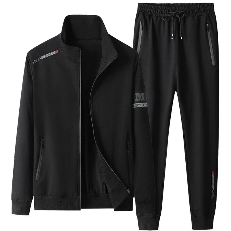 Men Sportswear Sets Spring Autumn New Hooded Suit Mens Sports Tracksuit Solid color Men's 2 Piece Set Sweatshirt+Sweatpants 201