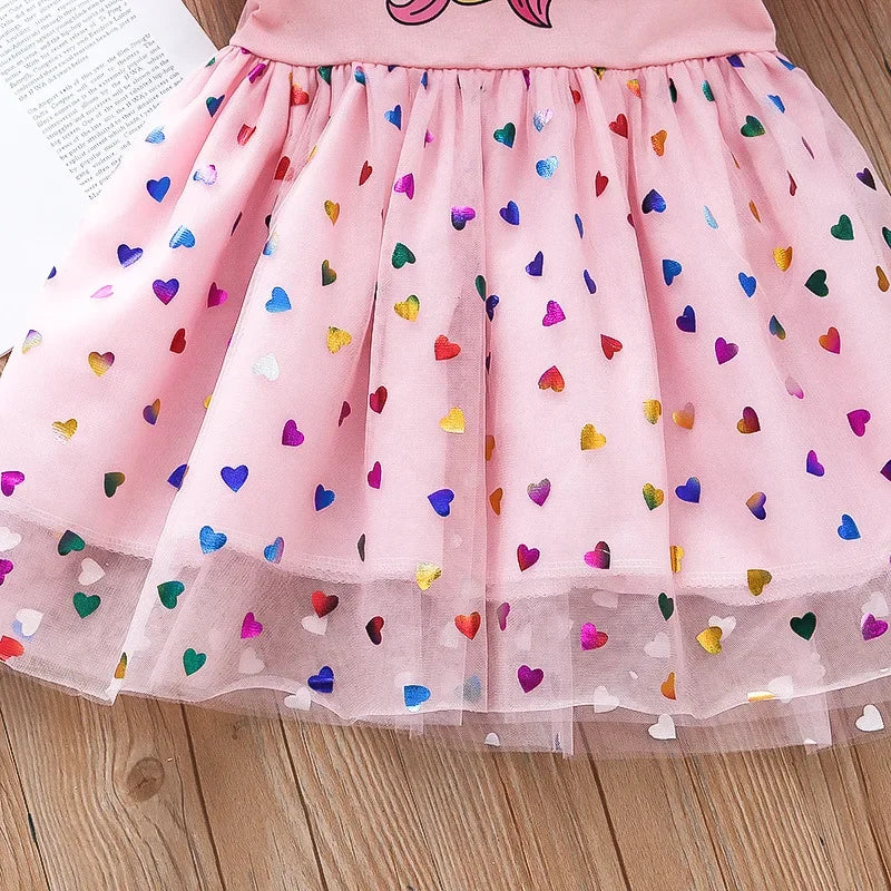 Kids Dresses for Girls Sohort Sleeve Unicorn Clothes