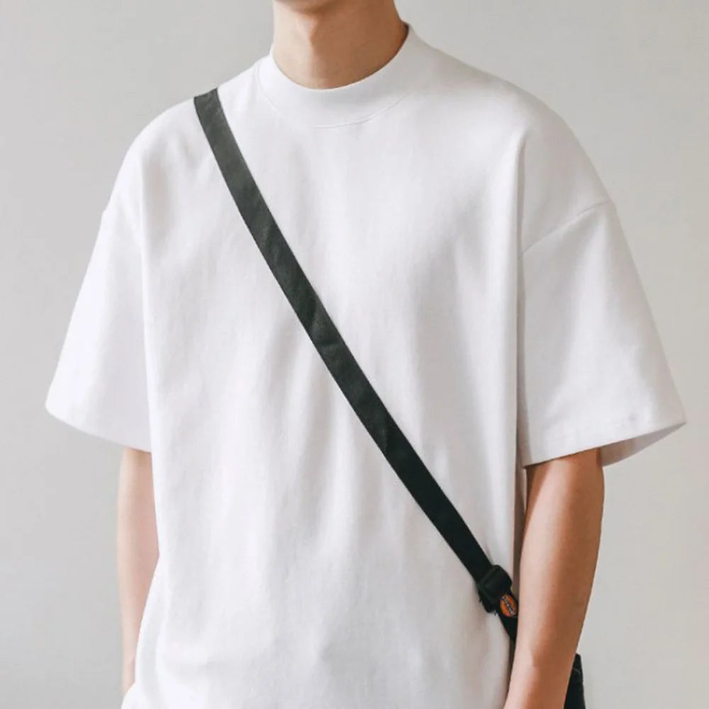 T-shirts Men 350gsm Cotton Solid Color Male Short-sleeved T-shirt Spring Summer Loose Bottoming Shirt Casual T Shirts