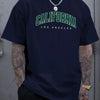California Letter Printed Summer Men's Cotton Short Sleeve Casual Sports Tops Loose Large Comfortable Round Neck T-shirt