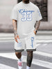 Summer 2025 New Men's Set 3D Digital printed casual round-neck short-sleeved T-shirt with Shorts 2-piece casual sporty men's set