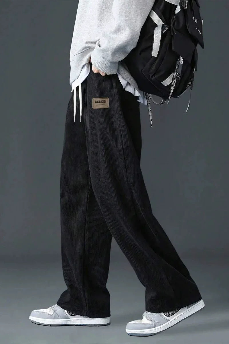 new style Men's corduroy loose European size hanging multi-functional casual straight leg pants, suitable for daily travel