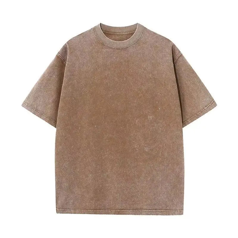 Earth Color Batik Old Retro T-shirt Washed Short Sleeves