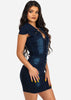 Slim fit denim dress buttocks wrapped mini dresses