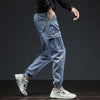 Spring Summer Black Blue Cargo Jeans Men Streetwear Denim Jogger Pants Men Baggy Harem Jean Trousers Harem Jean Trousers