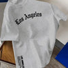 Los Angeles letter print men's summer 100% cotton fashion loose large size casual comfortable round neck short-sleeved top
