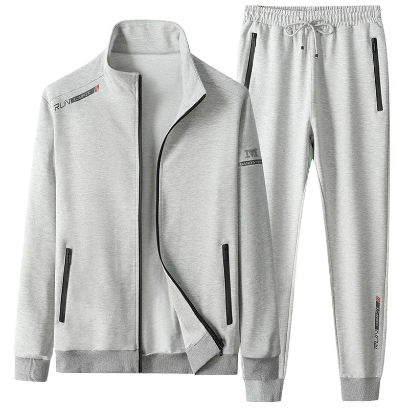 Men Sportswear Sets Spring Autumn New Hooded Suit Mens Sports Tracksuit Solid color Men's 2 Piece Set Sweatshirt+Sweatpants 201