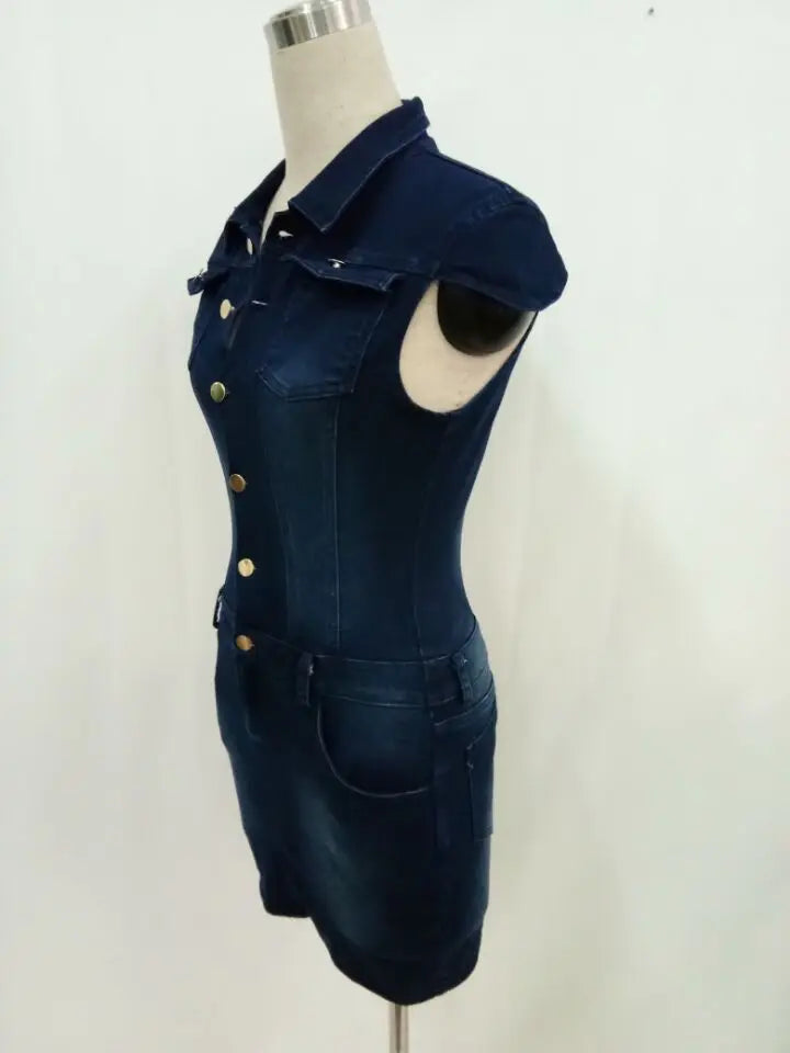 Slim fit denim dress buttocks wrapped mini dresses