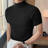 Tight T-shirt Casual Streetwear Textured High-neck Solid