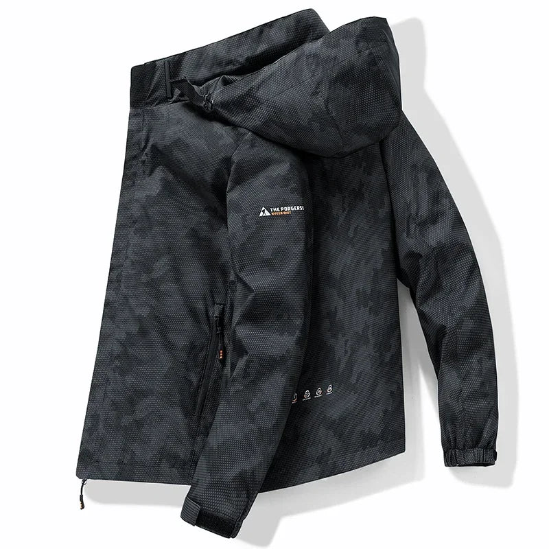 Spring Men's Windbreaker Loose Waterproof Hooded Coat Outdoor Leisure  Jacket Men's