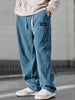 2025 Autumn Winter Men's Casual Pants Striped Corduroy Loose Fashion Cargo Straight Pants Fitness Sports Hip Hop Pants