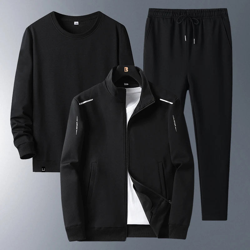 3Pcs Male Casual Loose Sets Jacket Long sleeved Tops Trousers Fashion New Autumn Winter Sweatshirt Set Outdoor Fitness Clothing