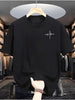 Men's Summer Cotton Fashionable Casual Sports Loose Plus Size Personalized Letter Printed Round Neck Short Sleeved T-shirt