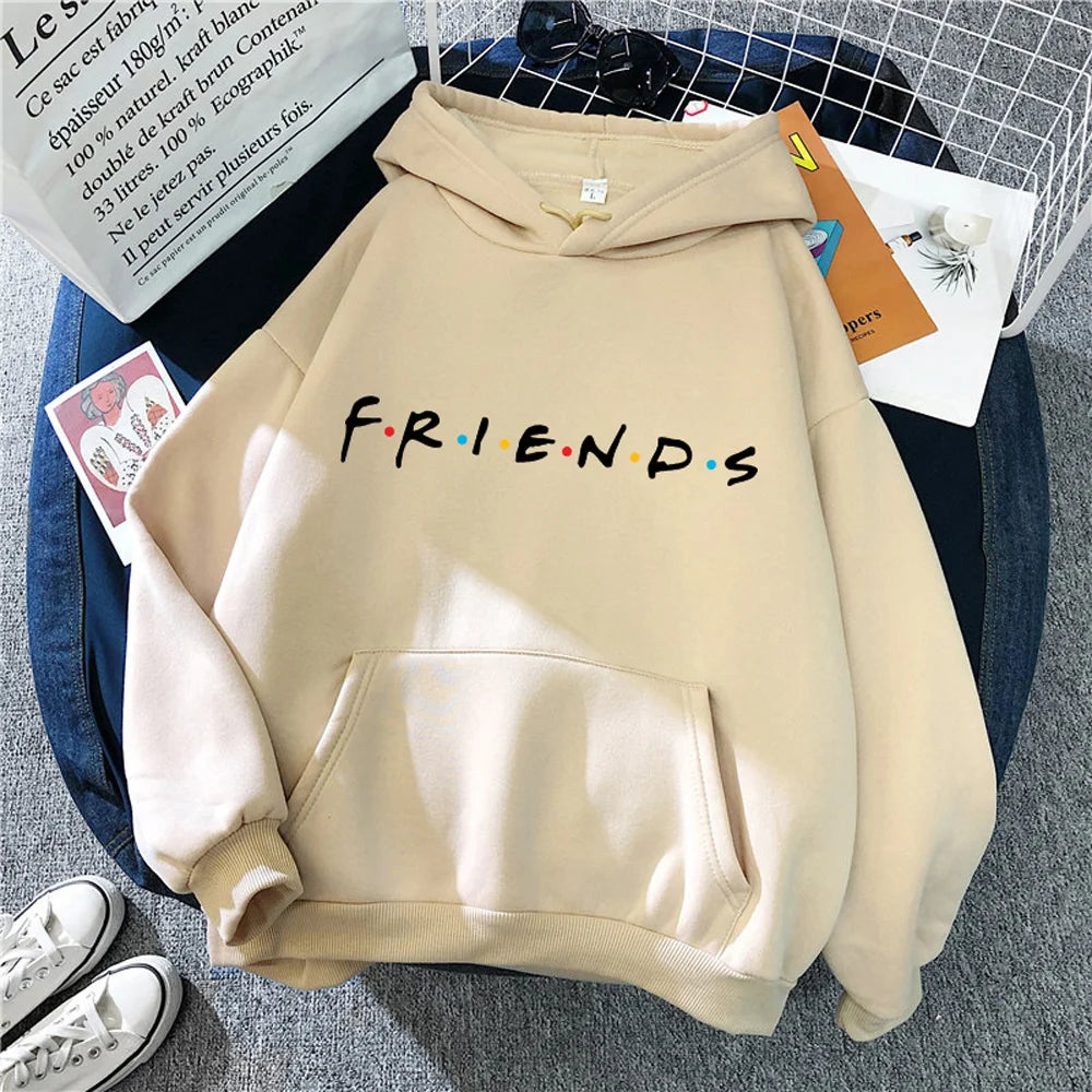 Spring Autumn Men Letter Printing Hoodie Fashion Friends Clothing Casual Hooded Tops Oversized Streetwear Male Solid Color