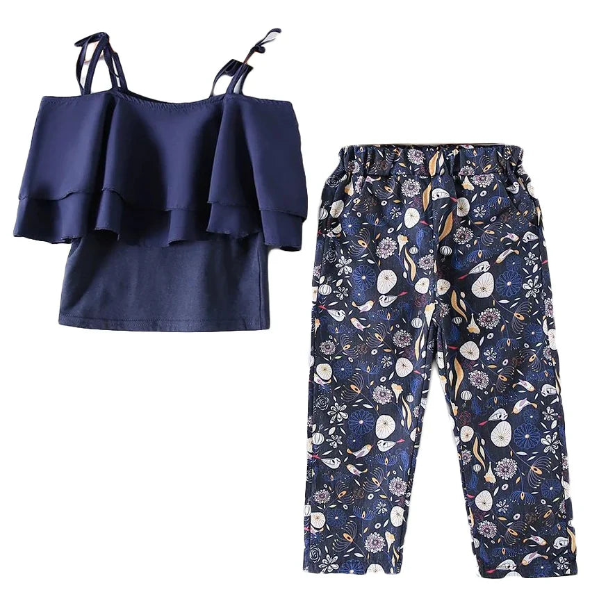 Girls Flower Chiffon Clothing Set