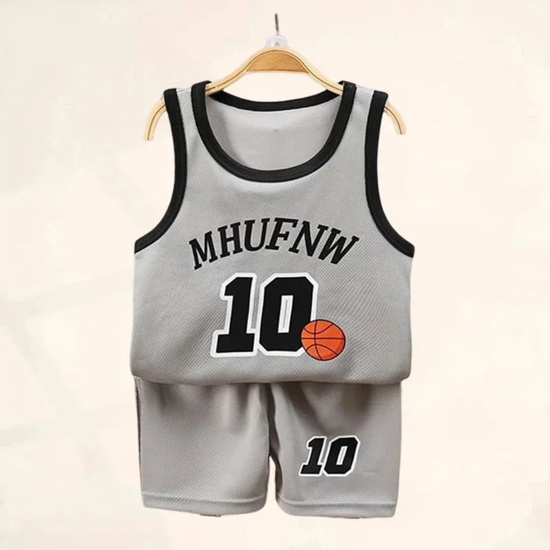 Children Sets Summer Sleeveless Basketball T-shirts