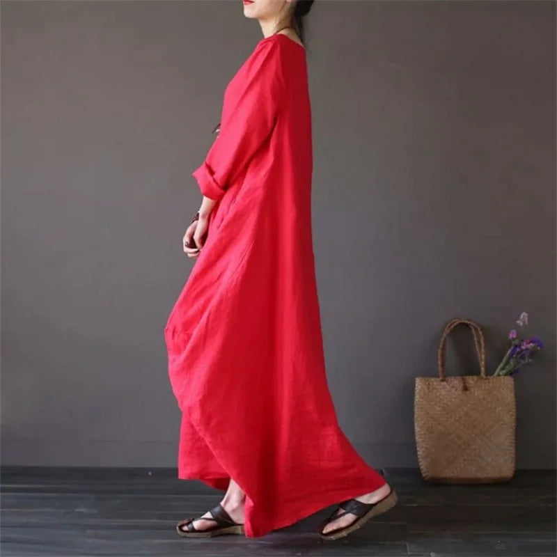 New Loose Size Round Neck Mid-Sleeve Large Dress