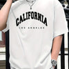 Pop Summer Men's Style Pure Cotton Casual Loose Fit Plus CALIFORNIA Printed Sports Comfortable Round Neck Short Sleeved T-shirt