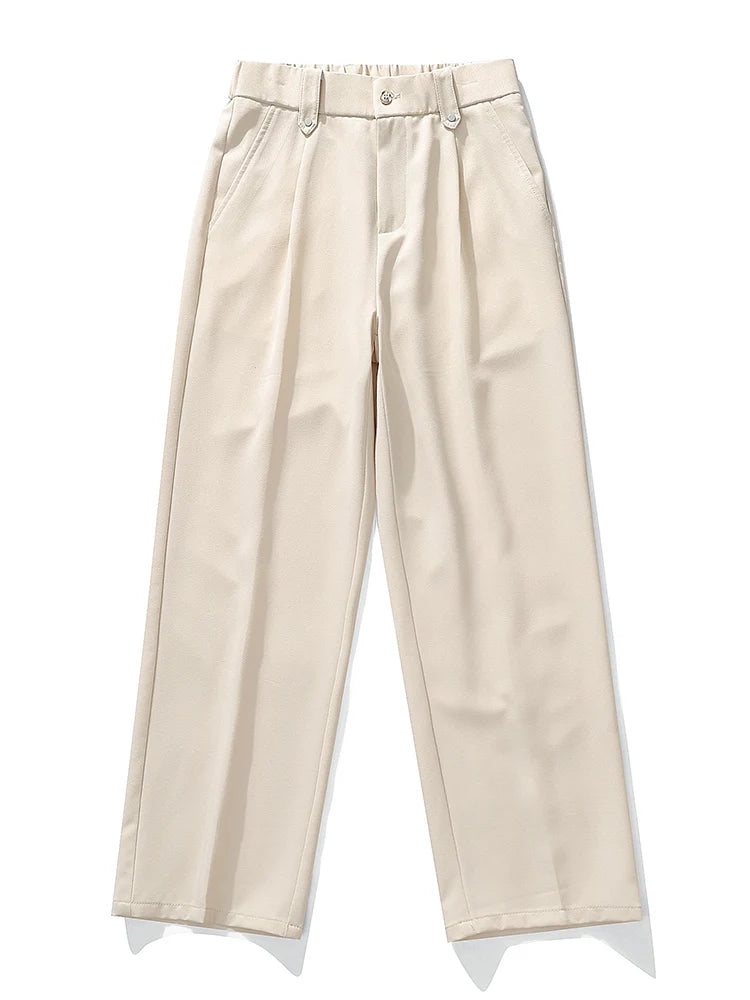 Summer Men's Pants Big Size Light Cool Polyester Straight Suit Pants Loose Fit Banding Slacks Men Business Casual Trousers 8XL